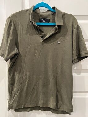 rag & bone Men's Olive Polo with Subtle Logo Sz M